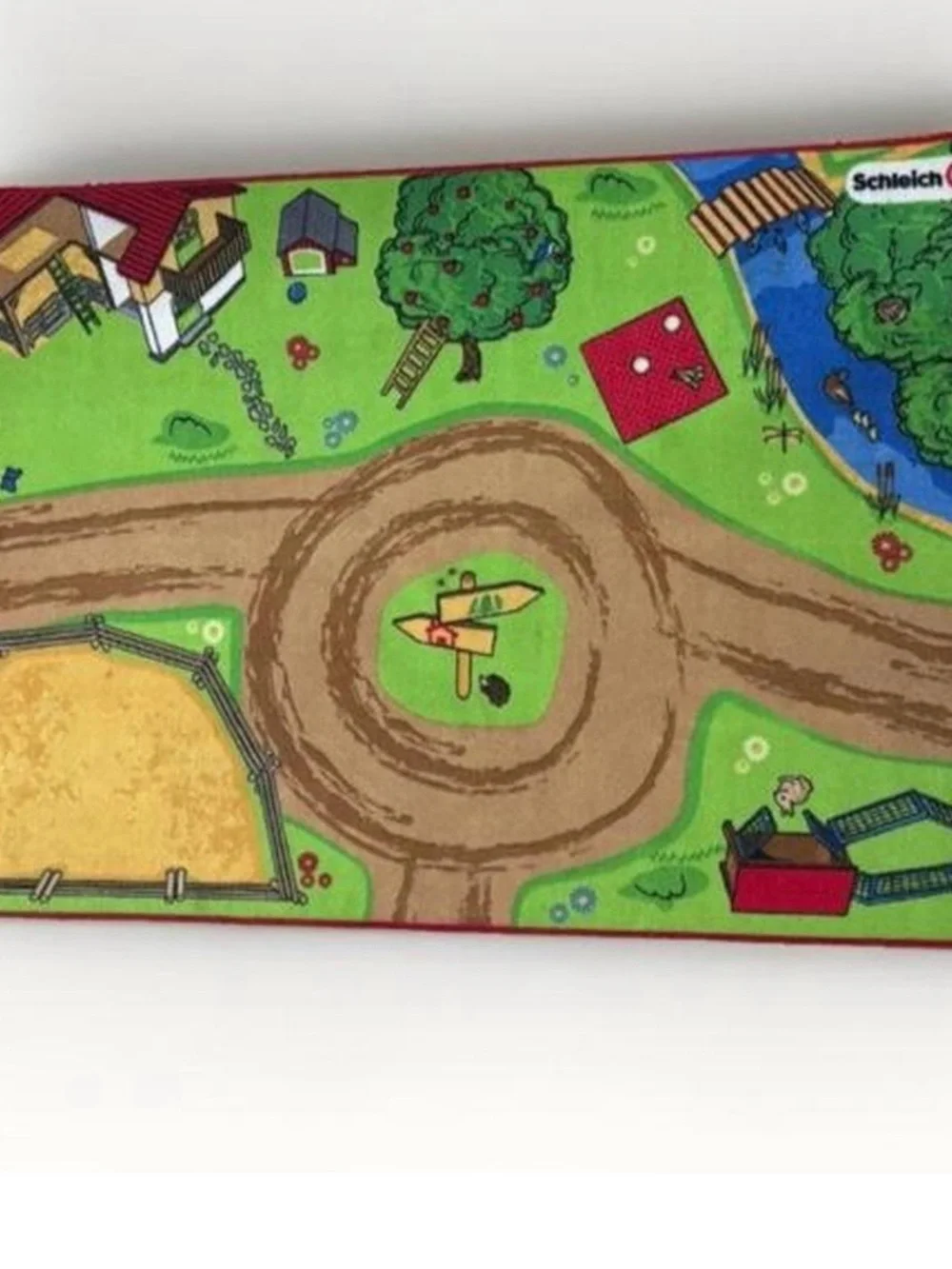 Schleich Green Play Rug Mat with Roadway Farm Scene